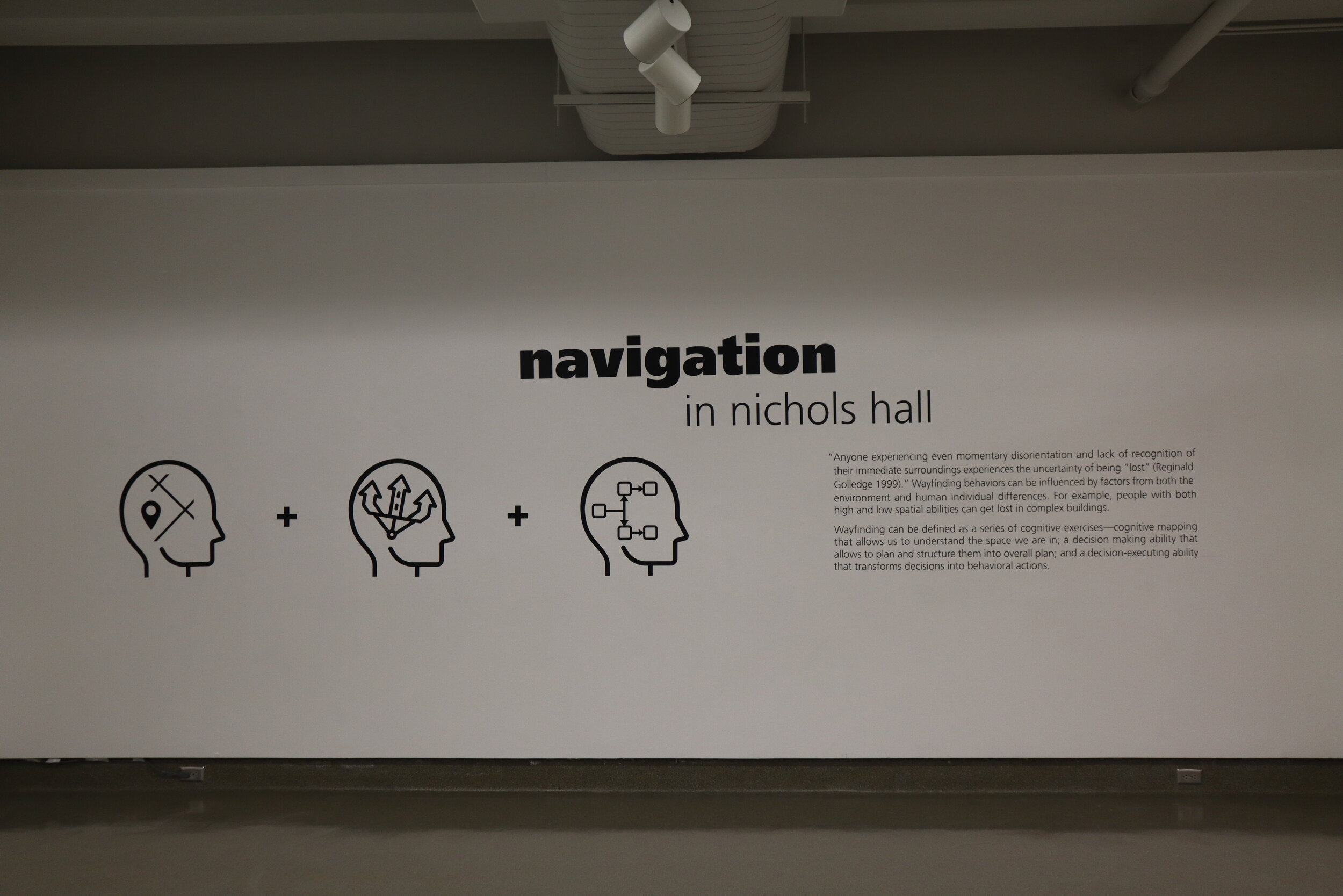 Exhibition overview — navigation in nichols hall title wall